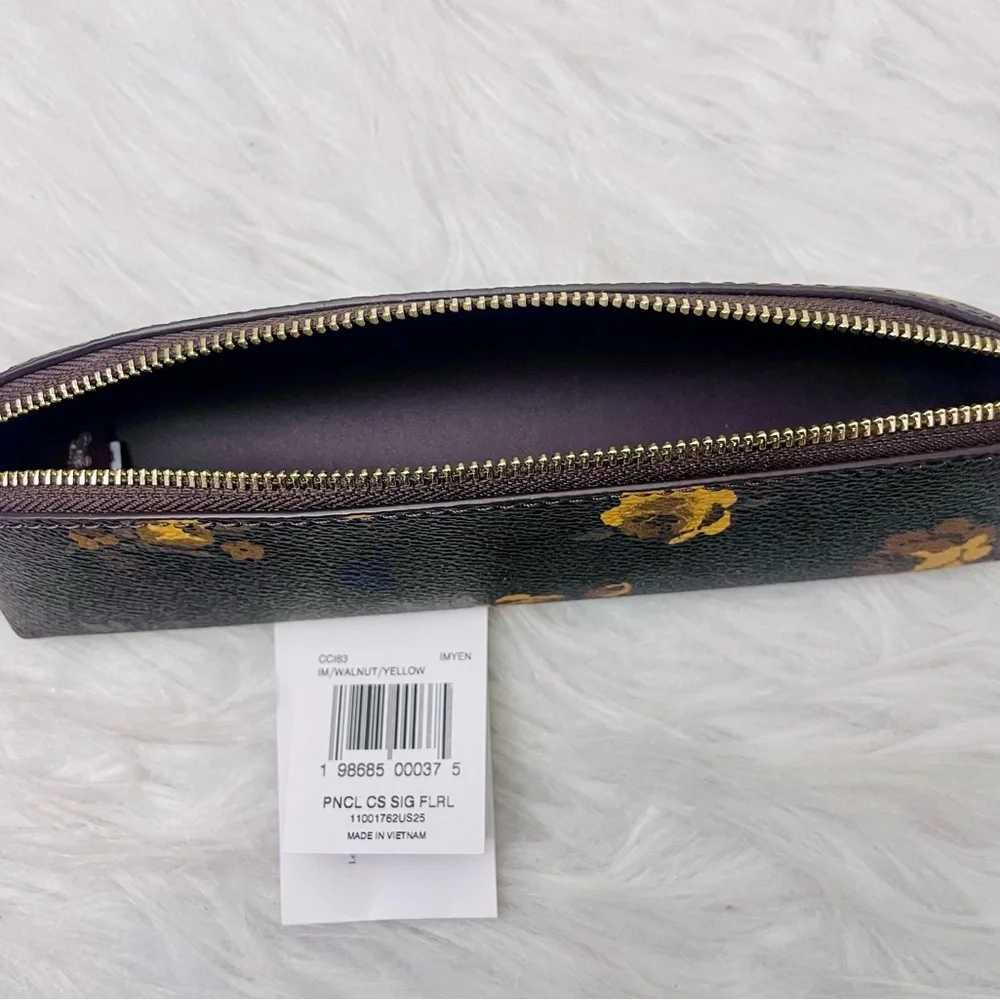 Coach Pencil Case In Signature Canvas With Floral Print CCI83 NWT
